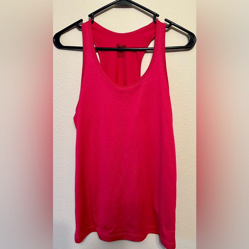 Women NIKE dri fit workout tank top - racerback - pink - small